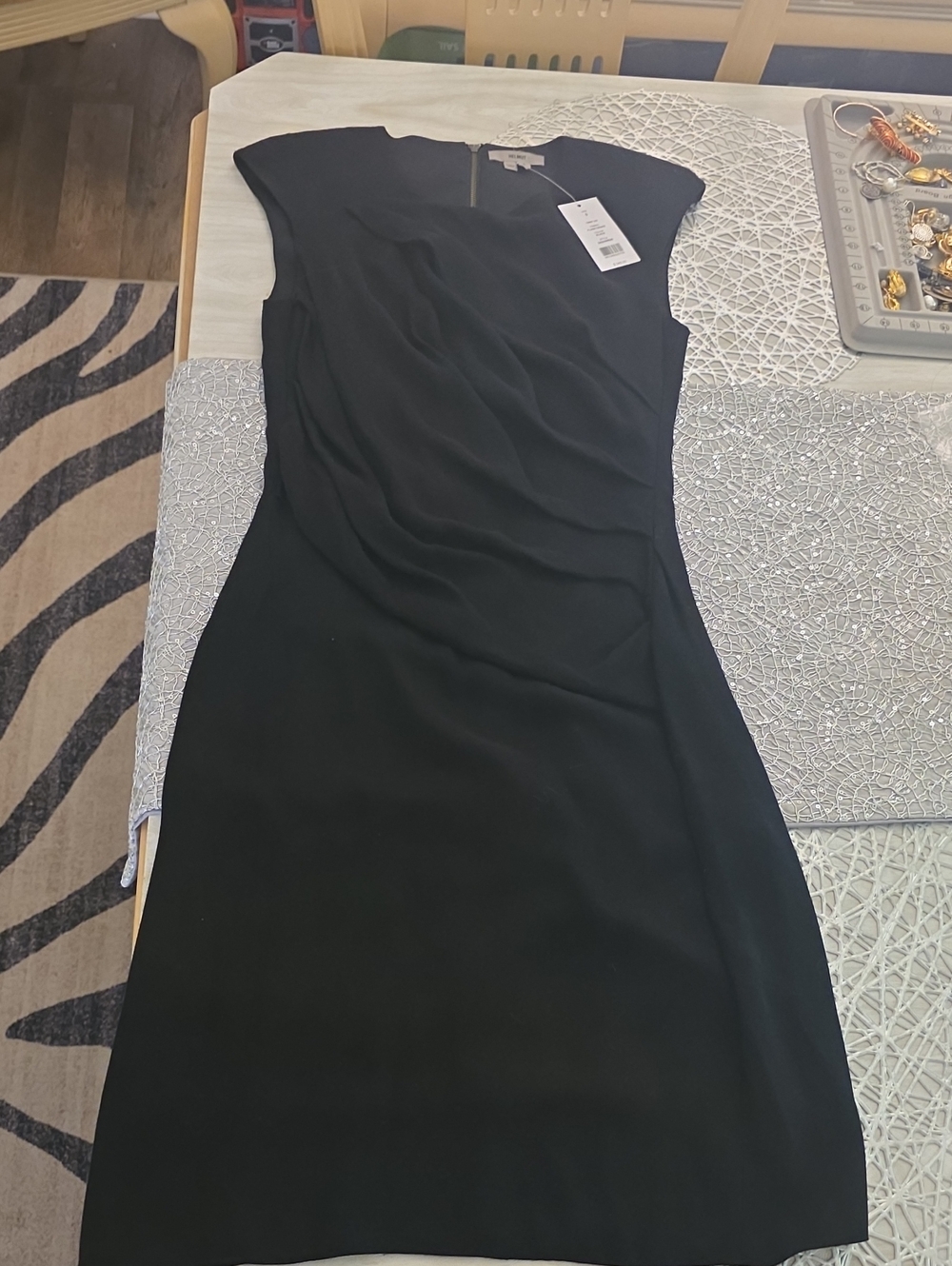Sleek Black Cap-Sleeve Sheath Dress
